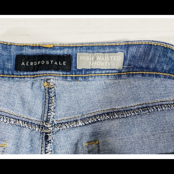 Aeropostale Womens Jean Shorts Size 4 Denim High Wasted Shorty Raw Hem Cut Off - Picture 8 of 8
